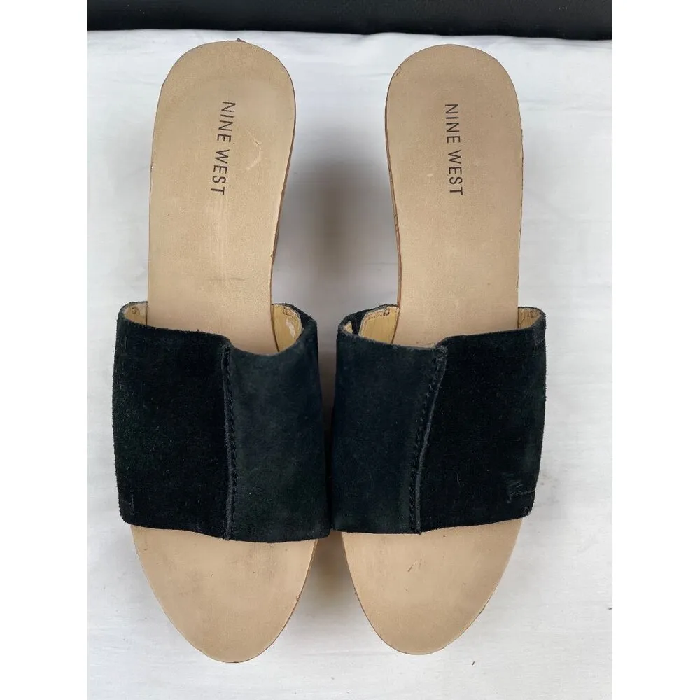 Nine West Women's Black Suede Shoes/Wedge Sandals Heel 4" Size 10 SKU 3742 - Image 4