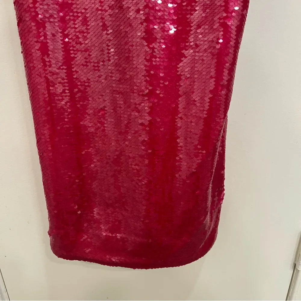 NEW Ganni Women's Red Sequined Satin Dress - Image 10