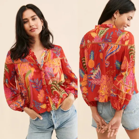 Anthropologie  Farm Rio Mystic Bush Blouse Size XS NWT $170 - Image 2