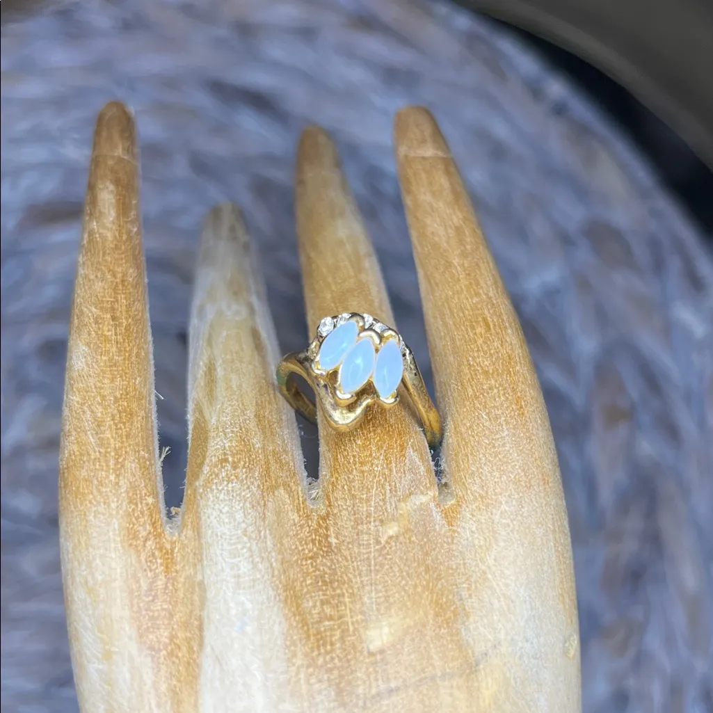 Gold Tone and Faux Opal Ring - Image 2