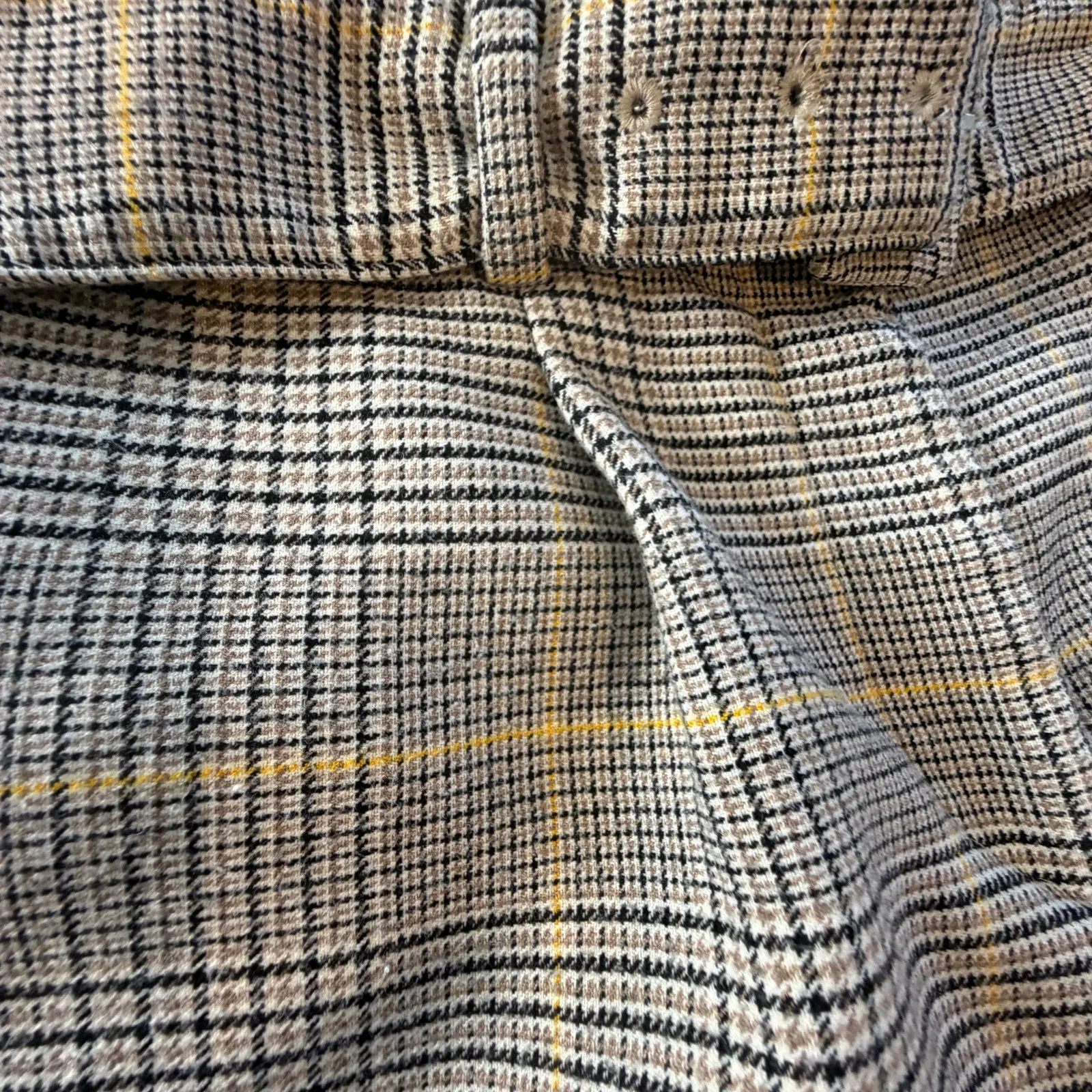 Ann Taylor Petite Plaid Paperbag Pants 4P Belted Cropped Neutral Check Preppy - Image 7