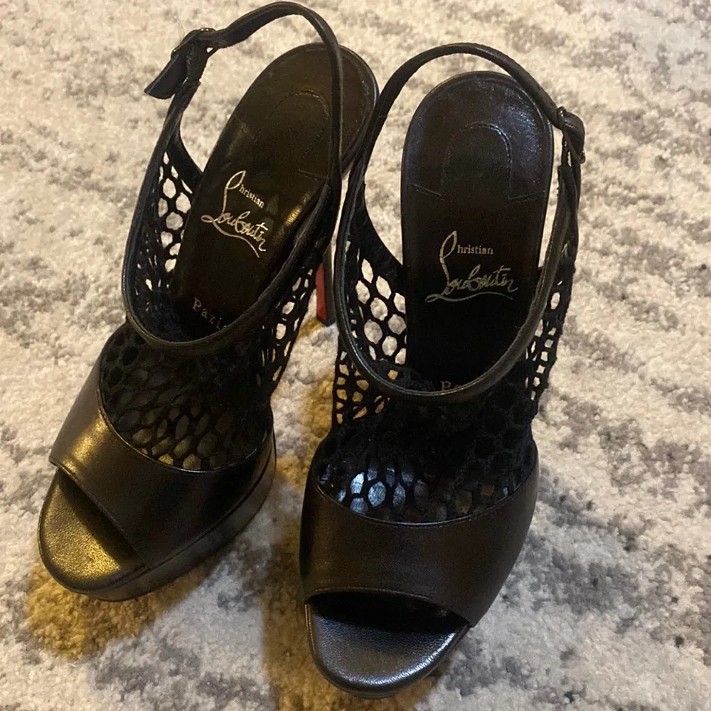 Christian Louboutin Plougesta Alta 150 Fishnet Heels Pumps Shoes Sandals $1245 - Image 8