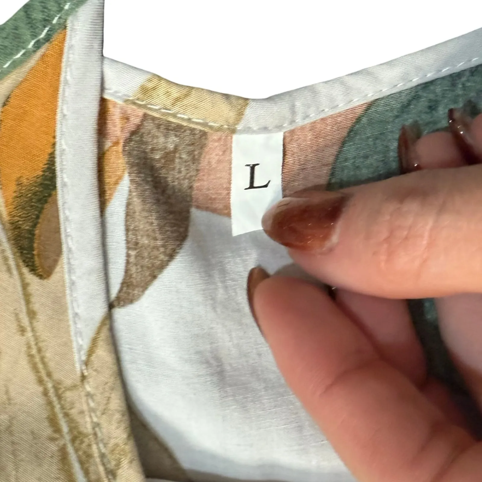 Tropical Floral White Green Orange 3-Piece Pajama Set Pants Tank Kimono size L - Image 16