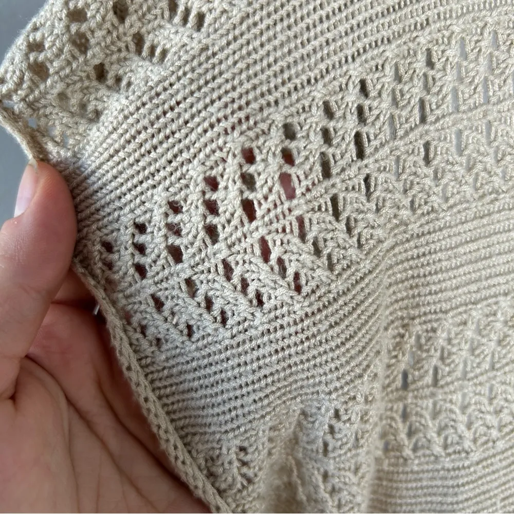 BELLDINI Beige Tan Open Knit Cardigan Vest Kimono Size M - Image 4