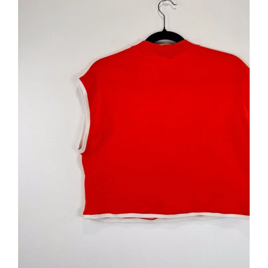 Anthropologie Maeve Womens Top Orange Cropped Mock Neck Sleeveless Blouse Medium - Image 6