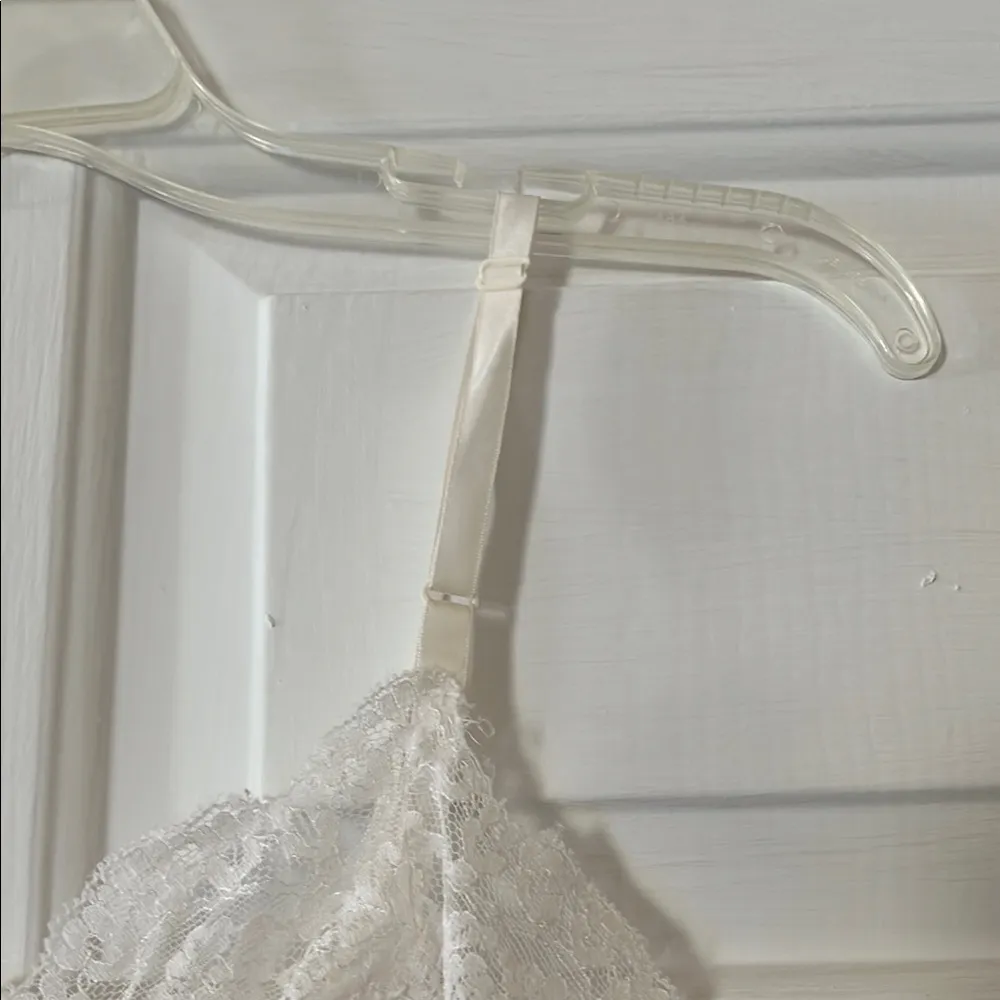 White Lace Chemise with Spaghetti Straps - Image 3