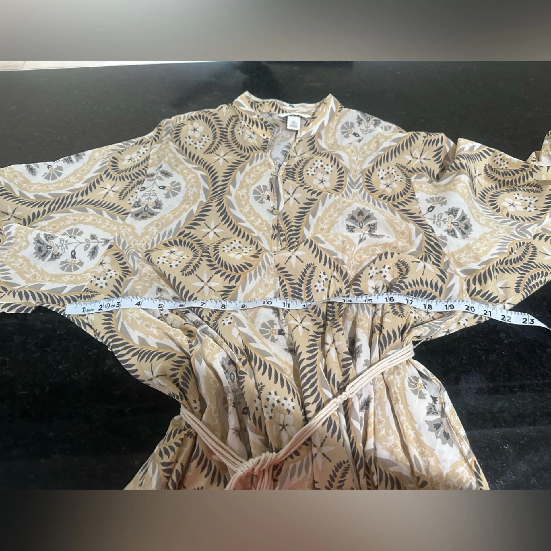 H&M boho tunic mini dress with macrame shell belt sz large - Image 10