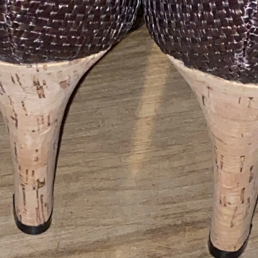 Nine West Brown Wicker Cork Heels Open Toe Pumps NWOTS - Image 11