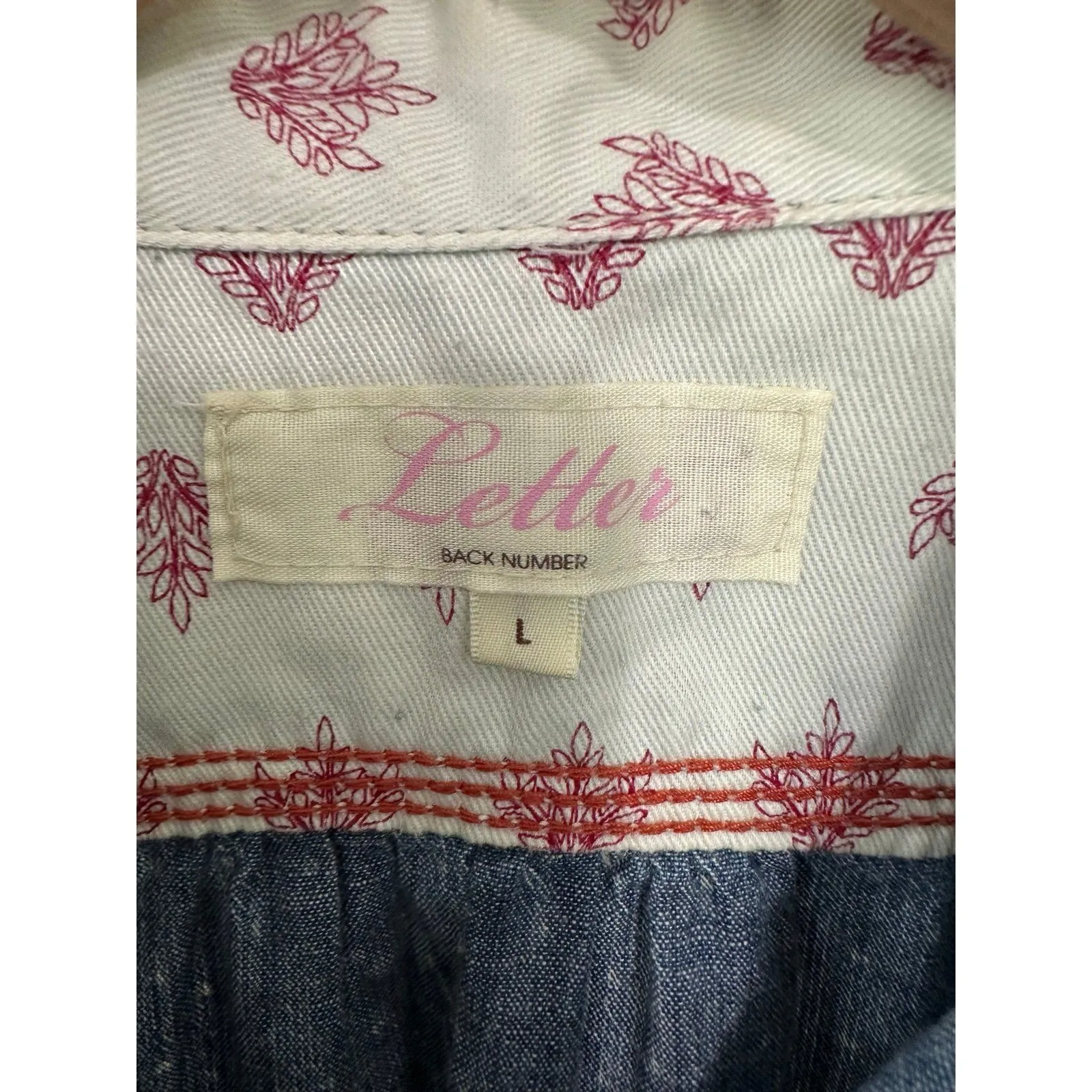 Letter Back Number Japanese Brand Polka Dot Button Down Pockets Denim Dress L Blue Size L - Image 6