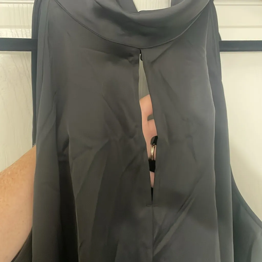 BANANA REPUBLIC BLACK LILI SATIN MINI DRESS Size XL NWOT Little Black Dress - Image 3