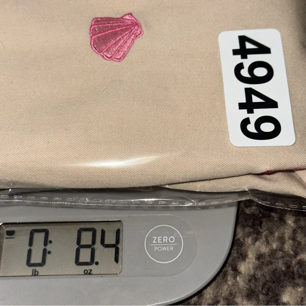 Lilly Pulitzer Vintage White Label Size 4 Tan Beige Pink Shell Embroidered Skirt - Image 5