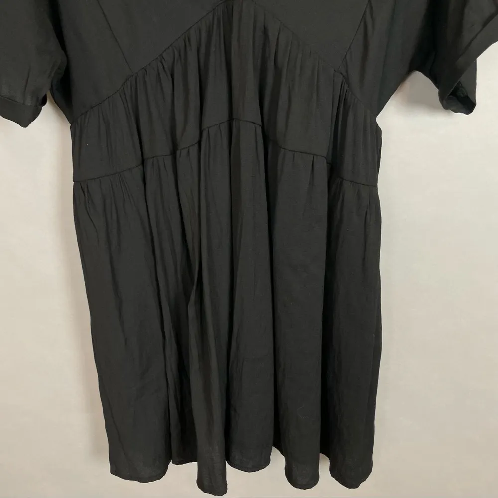 Talulah Dress Babydoll Esme Black Deep V-Neck Front Back Mini Short Sleeve Large - Image 5