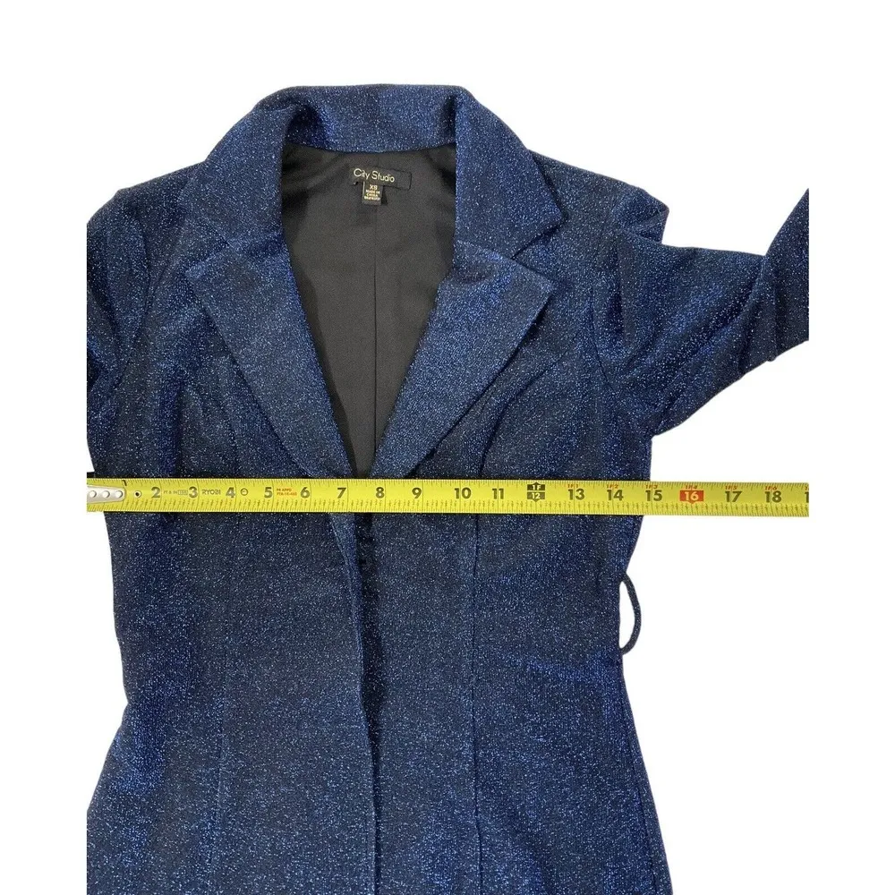 City Studio Women Sz XS Blazer Collar Shimmer Dress Bodycon Missing Belt 7 - Image 6