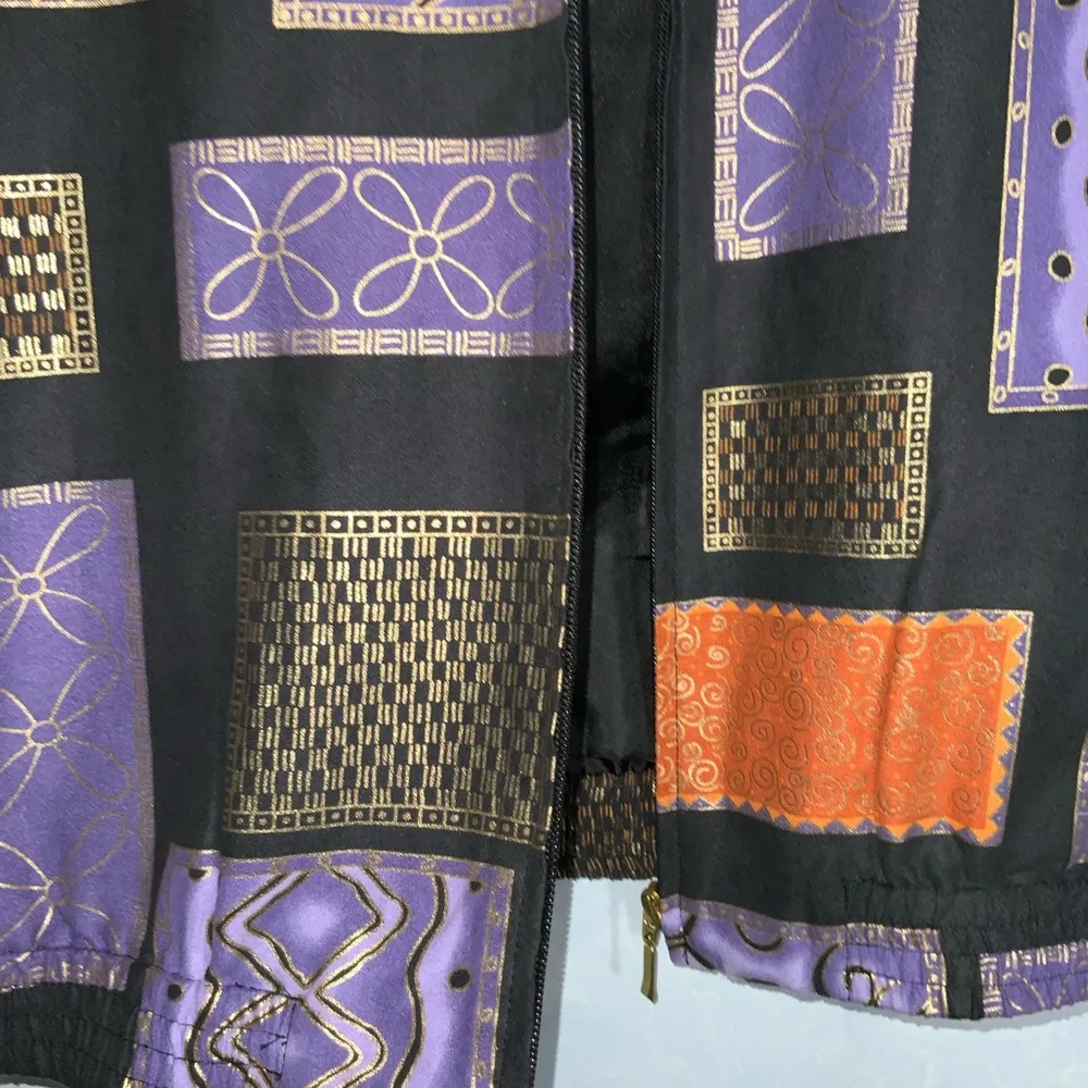 Drapers & Damons 80s Bomber Purple Orange Black & Gold Metallic Festive Jacket S - Image 8