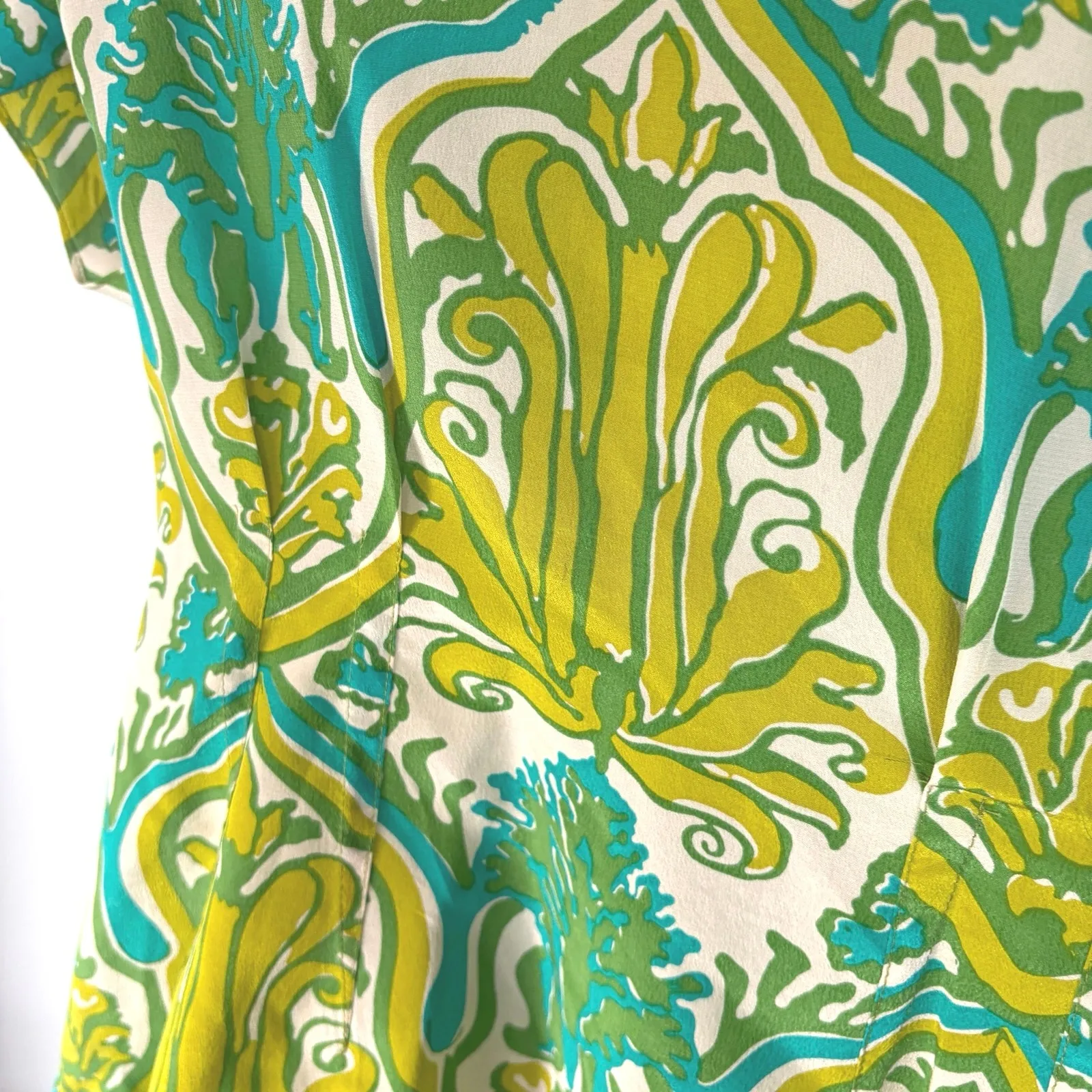 Vintage Nanette Lepore Silk Blouse Y2K Paisley Buckle Fairy Office Siren Small - Image 7