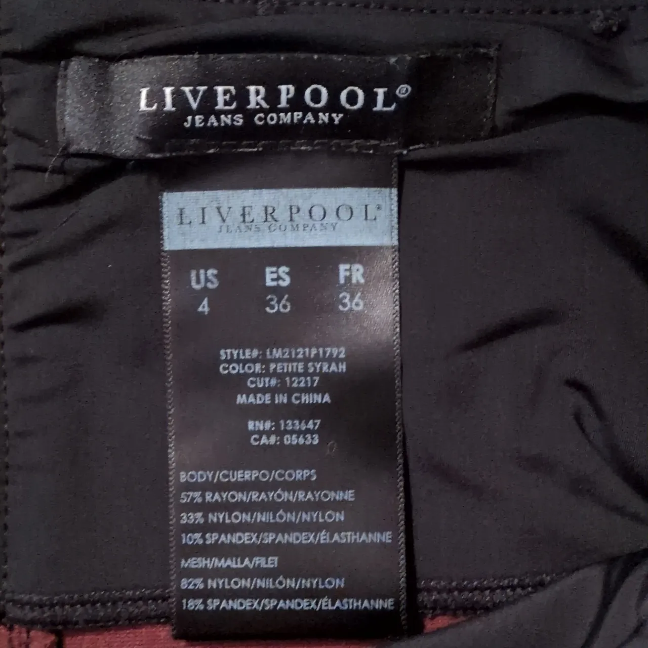 Liverpool Pull on Burgundy Plaid Pants Size 4 - Image 2