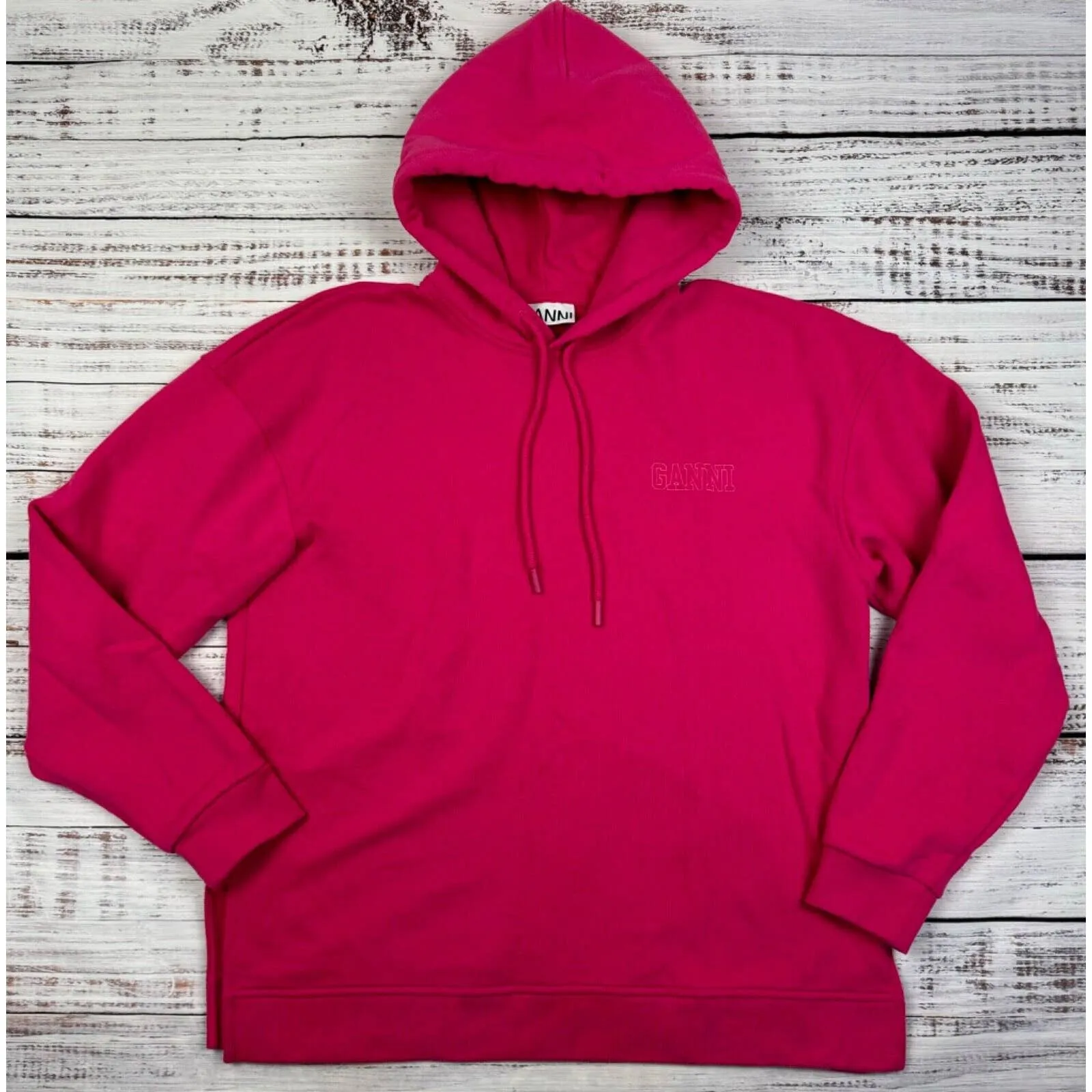 Ganni Hoodie Sweatshirt Womens 2XS/XS Pink Pullover Fleece Long Sleeve‎ - Image 2