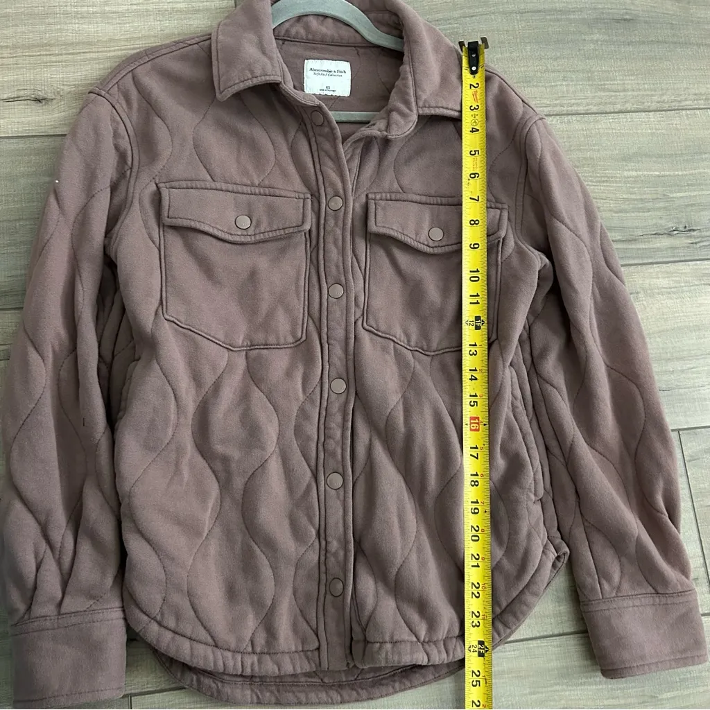 Abercrombie & Fitch Soft A&F Oversized Quilted Shirt Jacket Rose Mauve XS - Image 8