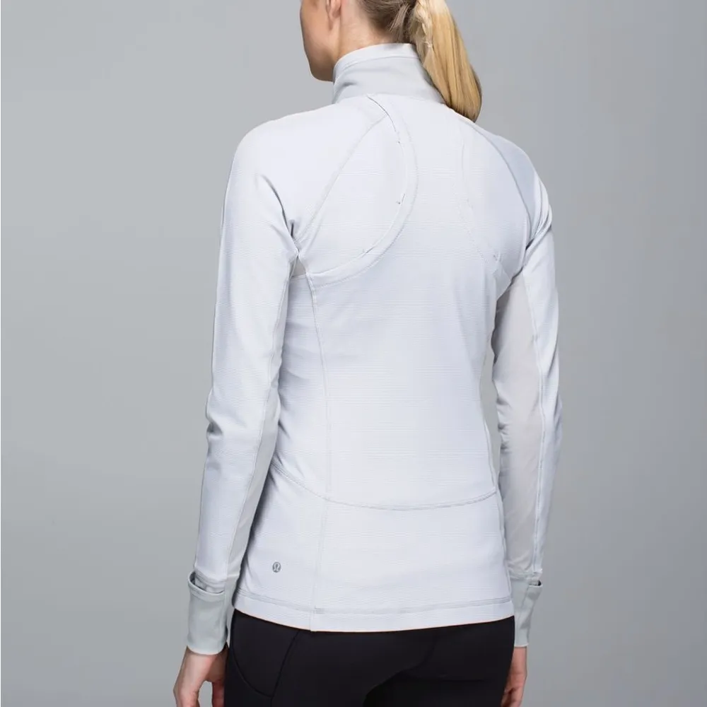 Lululemon Race With Grace 1/2 Zip IIWee Stripe White Silver Spoon / Silver Spoon - Image 11