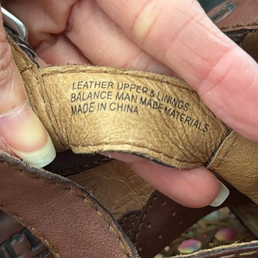 Born Brown Leather Ankle Strap Stacked Wood Heel Sandal Shoes Size 7 - Image 9