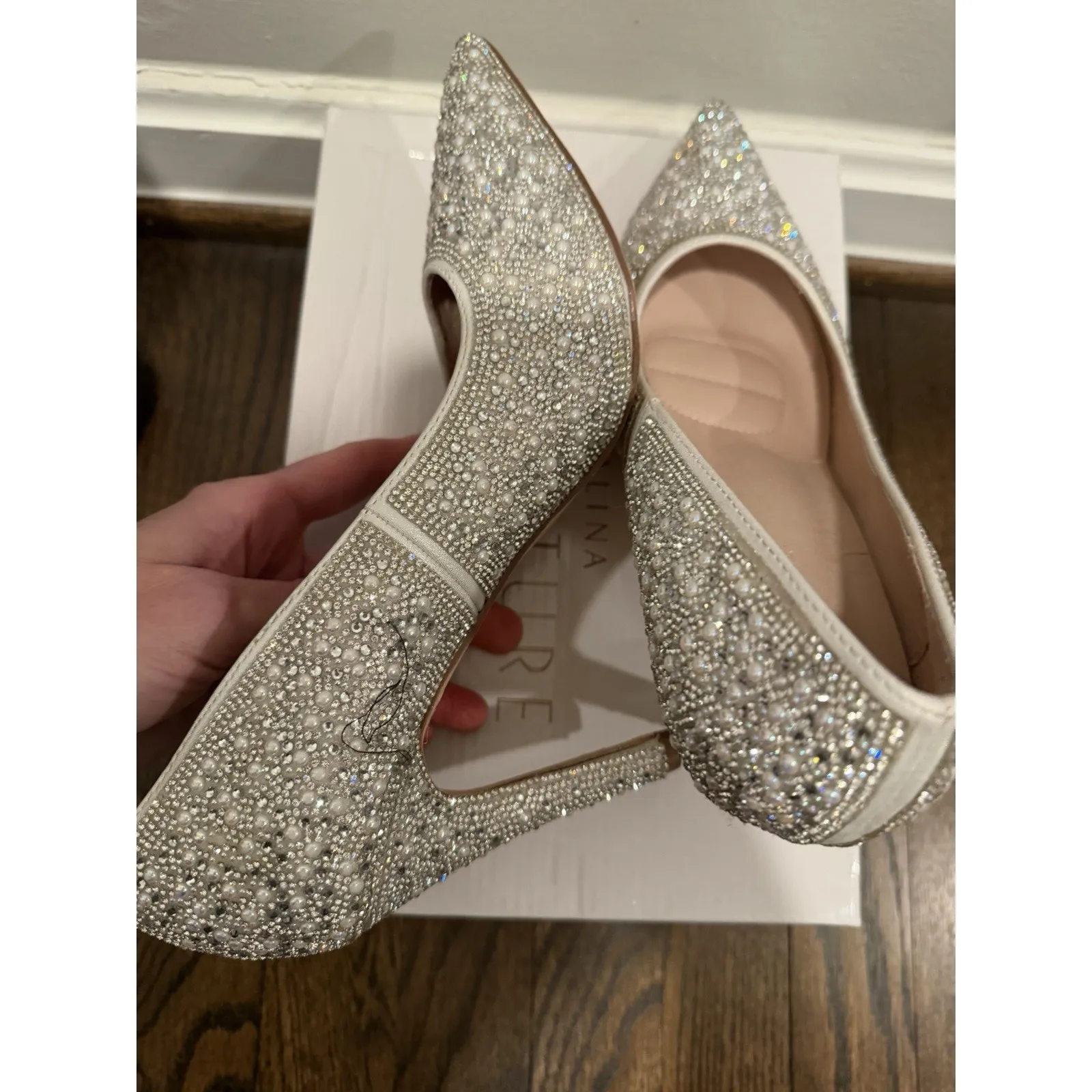 Galina Signature Bedazzled Jeweled Pumps Sz 9W NIB White - Image 12