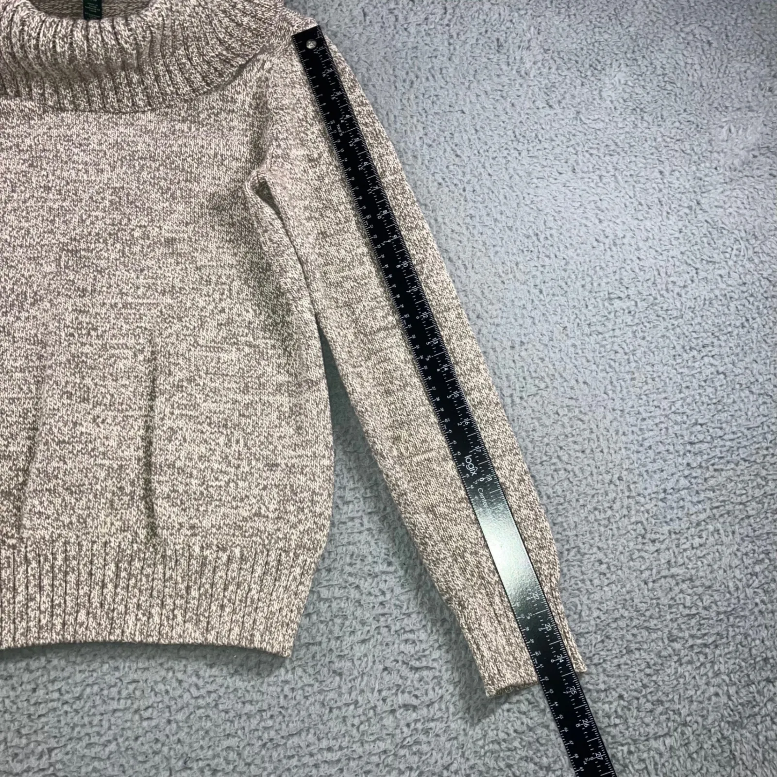 Lauren Jeans Co Ralph Lauren Cowl Neck Sweater Women Large Chunky Speckled Knit Tan Size undefined - Image 6