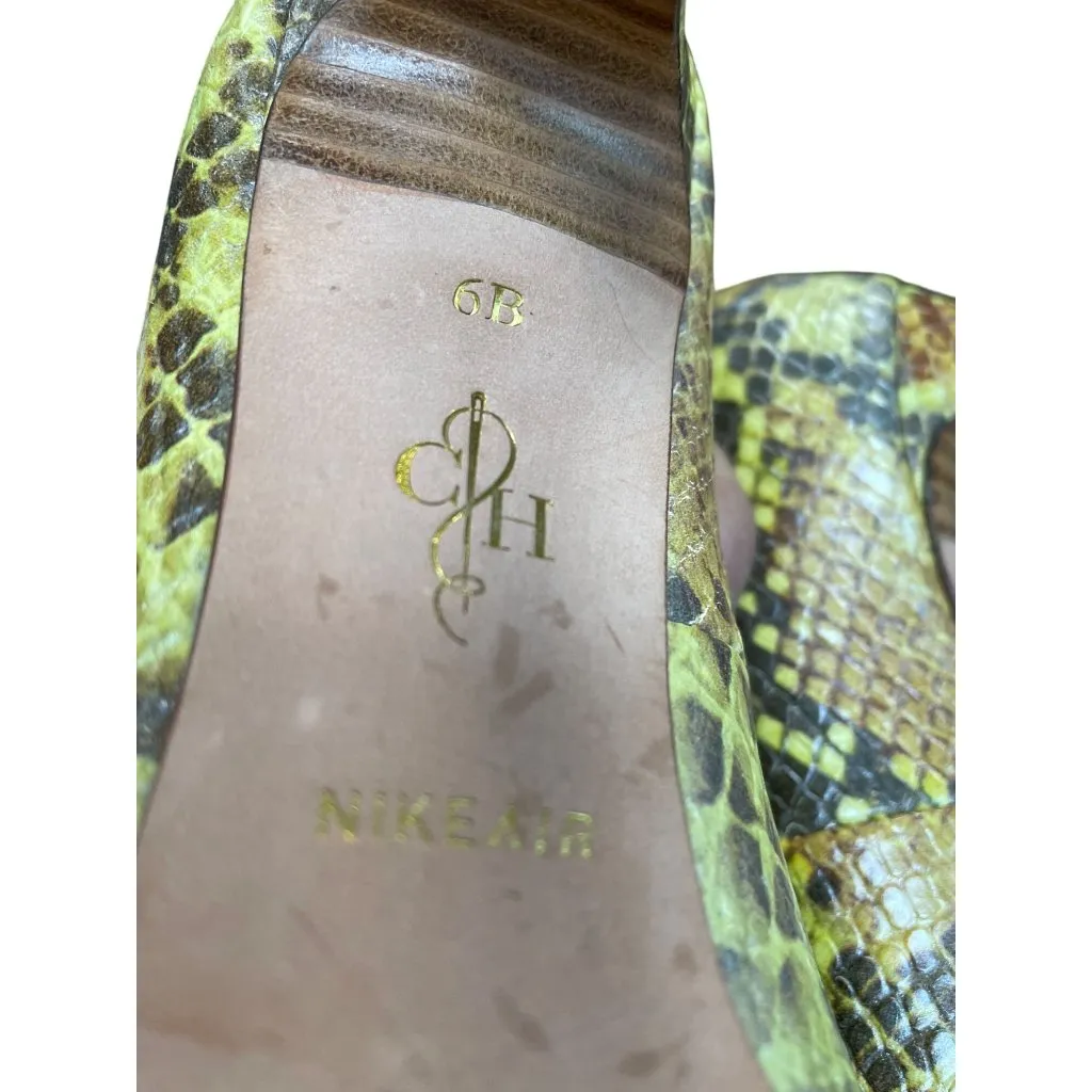 Cole Haan Womans Brown Green Snake Print Leather 3.5" Heels Sz 6B SKU 9212 - Image 6