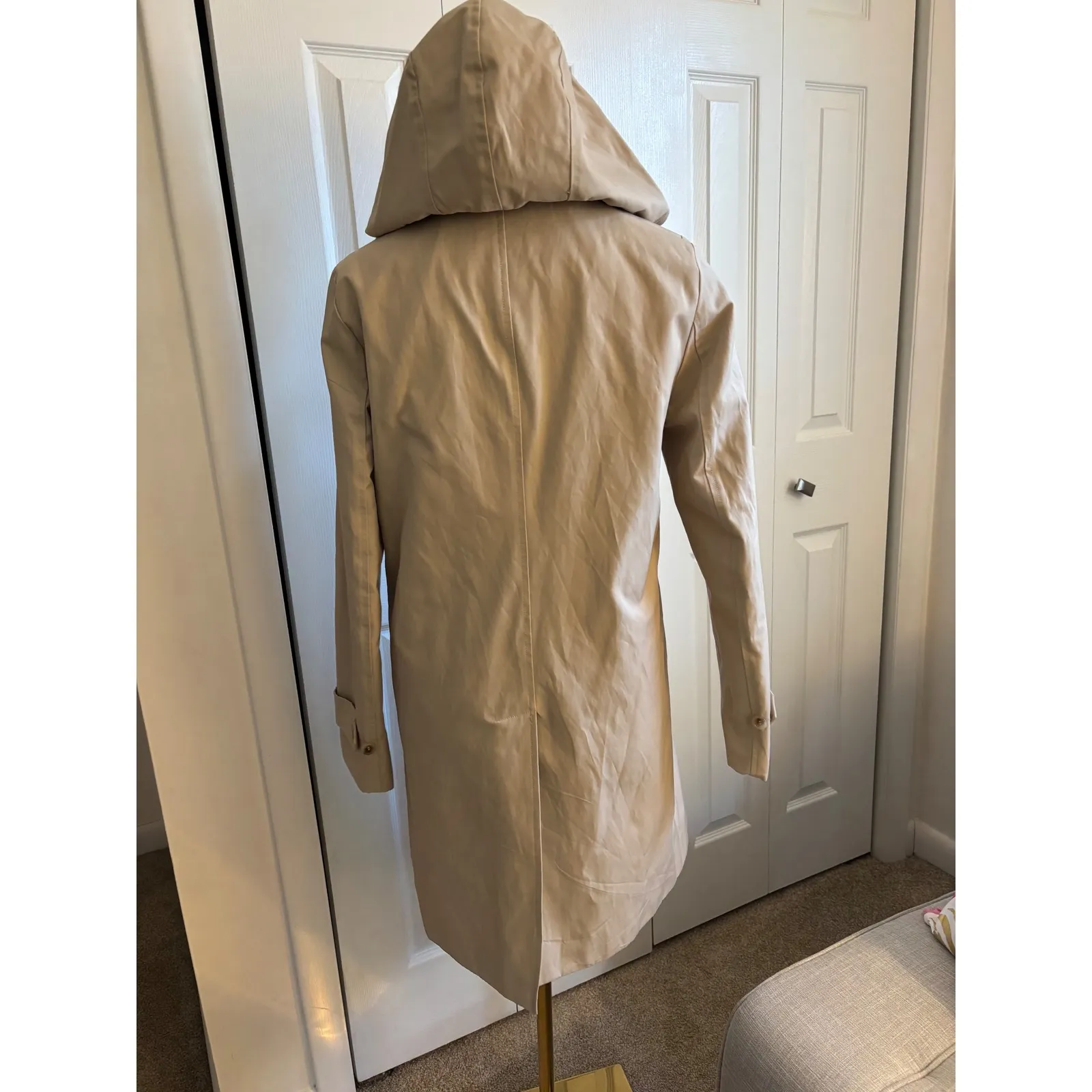 Calvin Klein Hooded Overcoat – Size XS – Excellent Condition – Classic Beige - Image 8