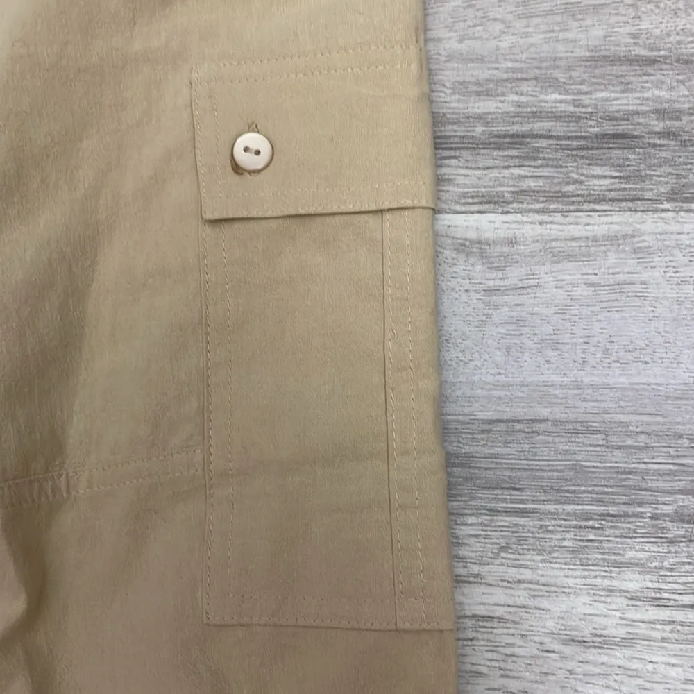 NWT  Tan 100% Cotton Pull On Elastic Drawstring Waist Pants Size PXL - Image 3