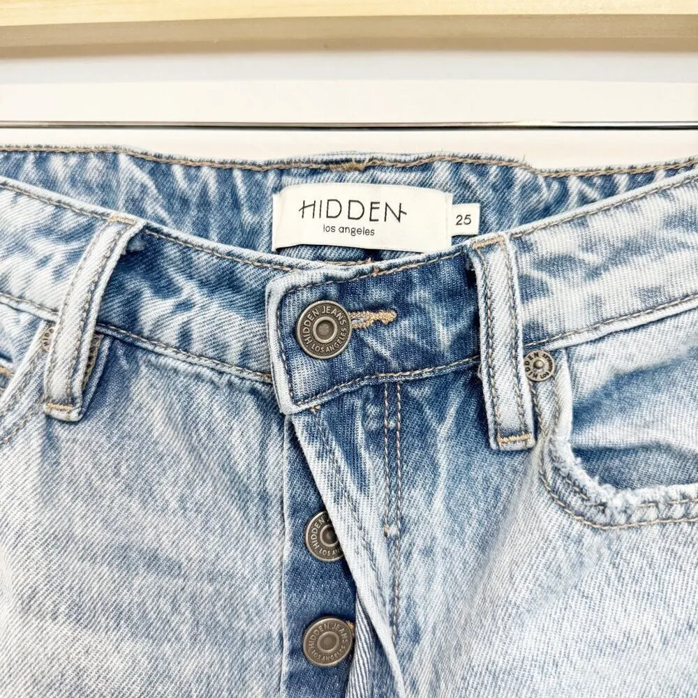 Hidden Denim Zoey High Rise Distressed Light Wash Blue Mom Jeans Size 25 - Image 4
