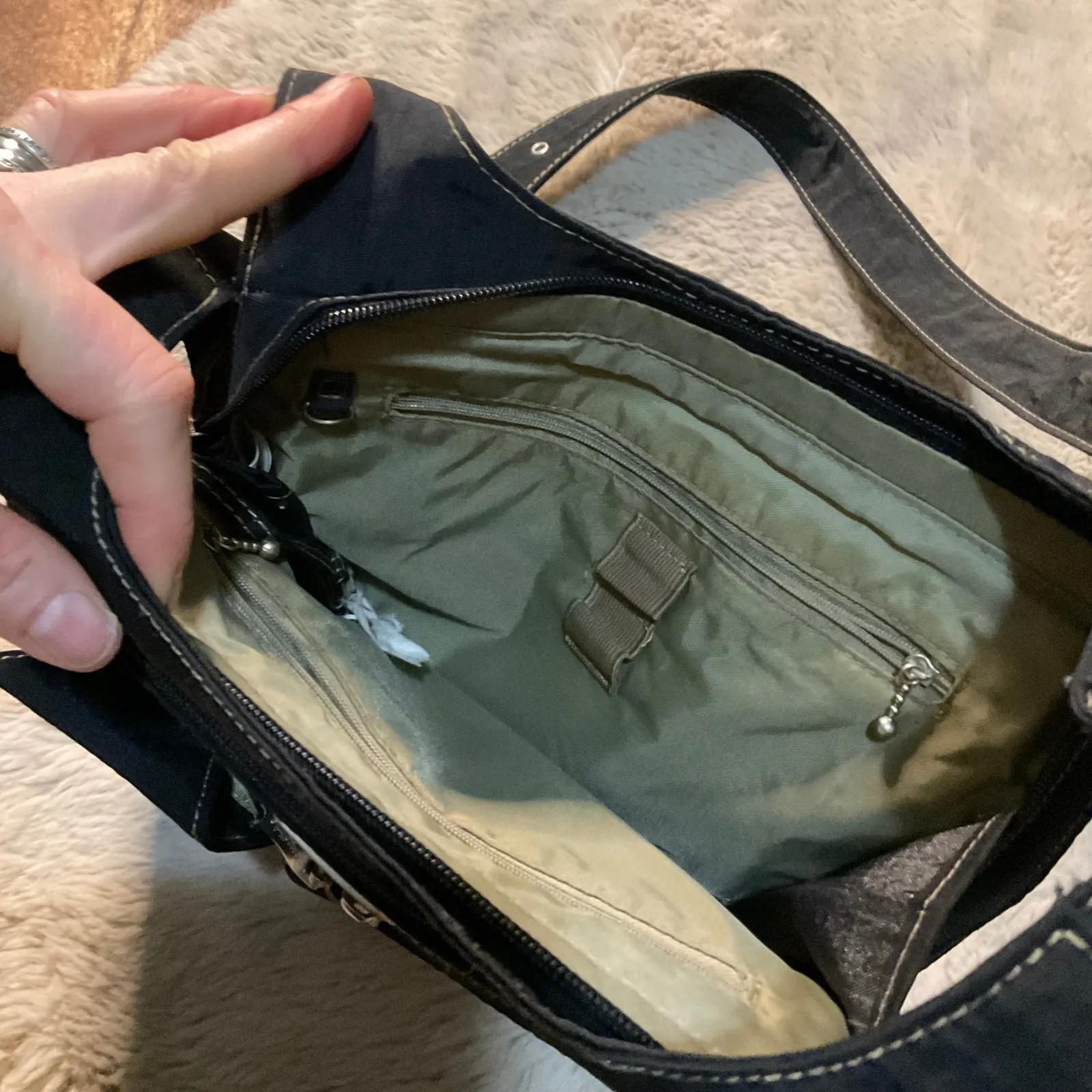 Baggalini Crossbody Nylon RFID Bag Tavel Multi Compartment Black - Image 6