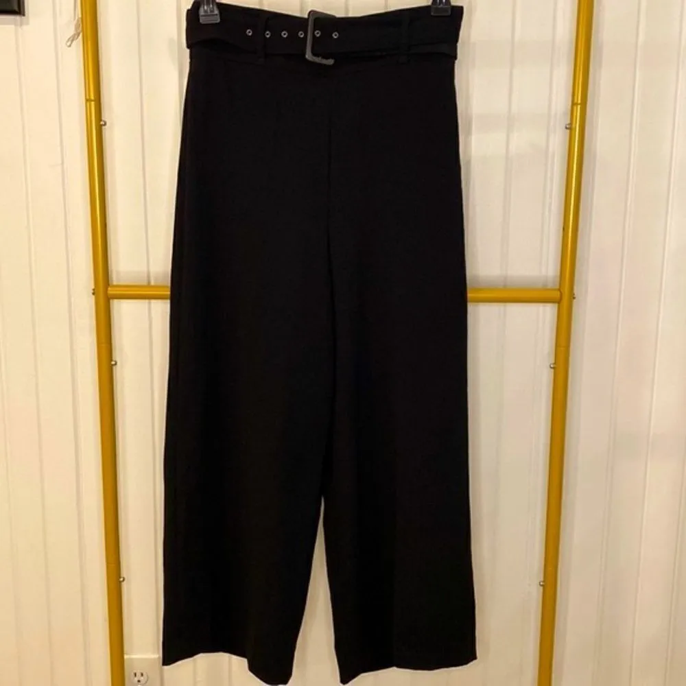 Zara High Waisted Belted Black Wide Leg Pants - Image 2