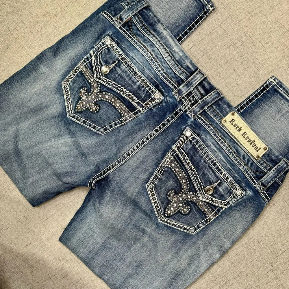 Rock Revival Barby Skinny Ankle Jeans Distressed Stretch Bling Size 34 - Image 9