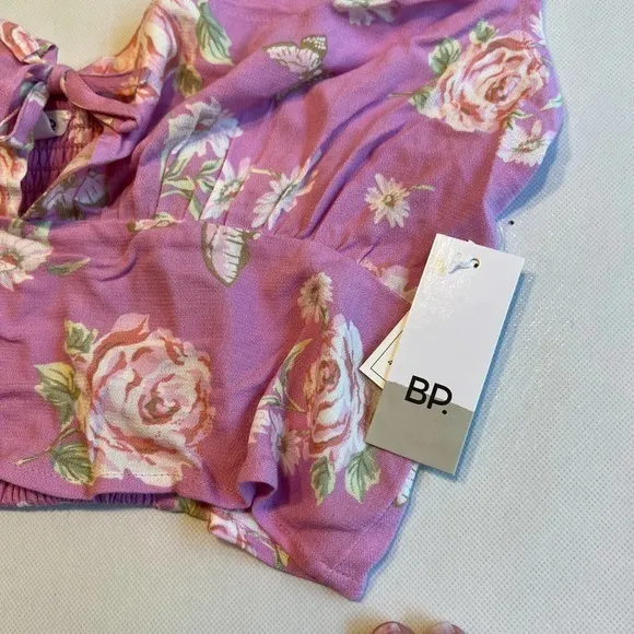 BP Womens Small Floral Print Tie Front Cami Top Adjustable‎ Straps Pink Women's - Image 4