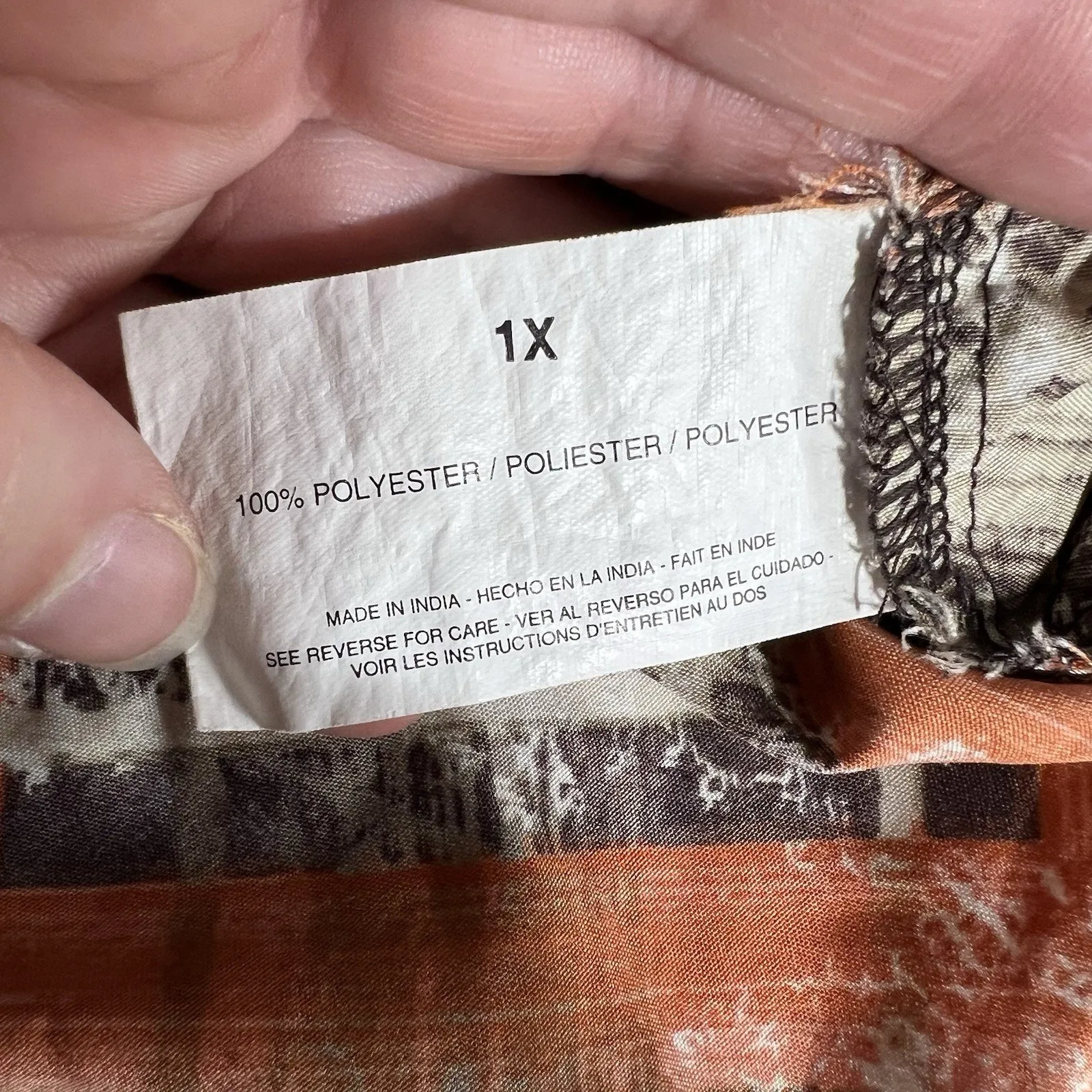 Gloria Vanderbilt Womens Button Down Blouse Western Collared Long Sleeve Orange - Image 9