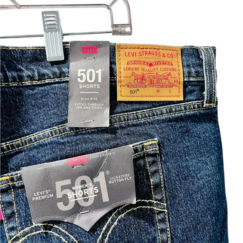 Levi Strauss 501 NWT High Rise Denim Jean Shorts Size 22W Blue Cut Off Casual - Image 5