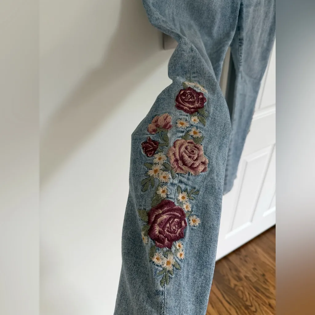 Driftwood Jackie Jeans Floral Embroidered Blue Size 31 Cottage Boho Western - Image 4