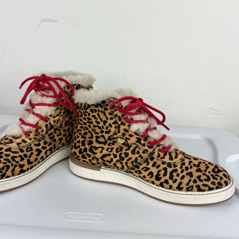 Hush Puppies Sz 8.5 Calf Hair High Top Sneakers Faux Fur Trim - Image 8