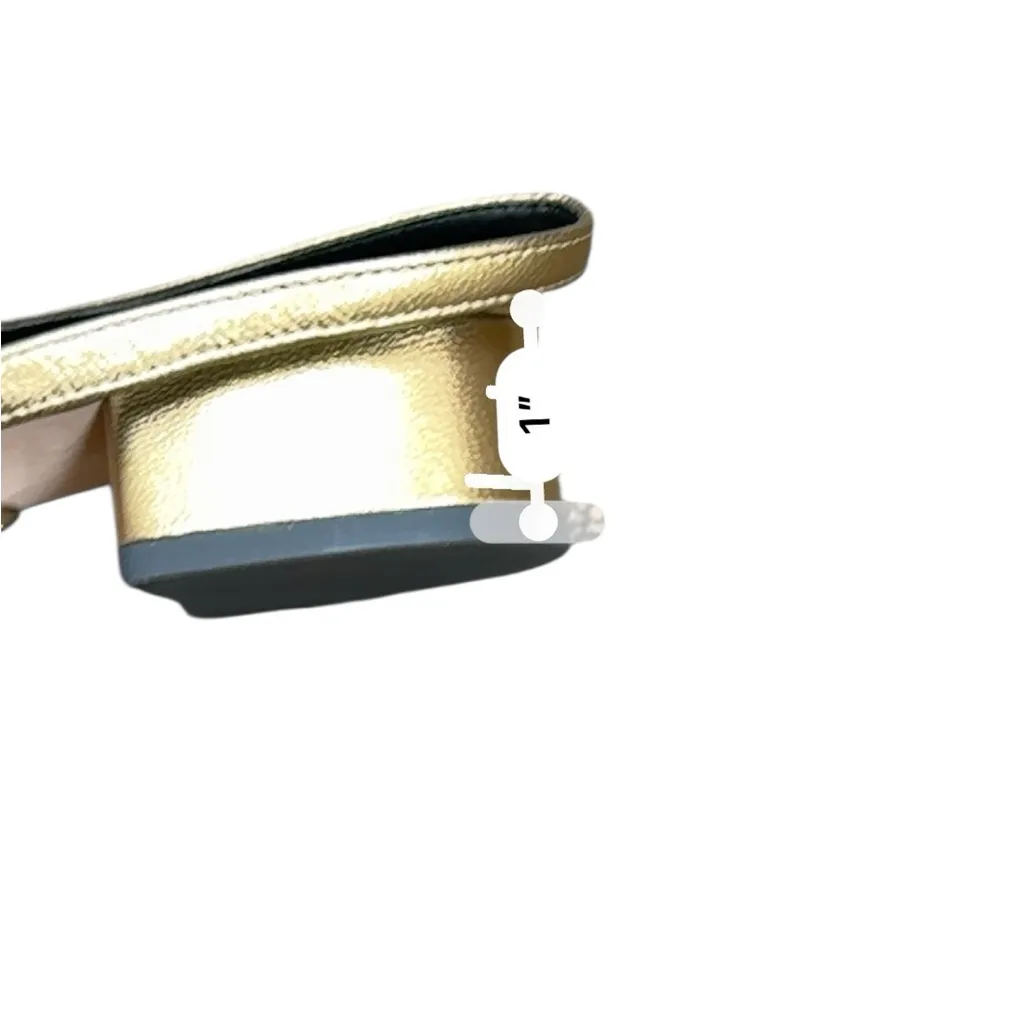 Veronica Beard Cecile Slingback Heels Women’s Sz 7.5 Black Gold Leather Cap-Toe - Image 13