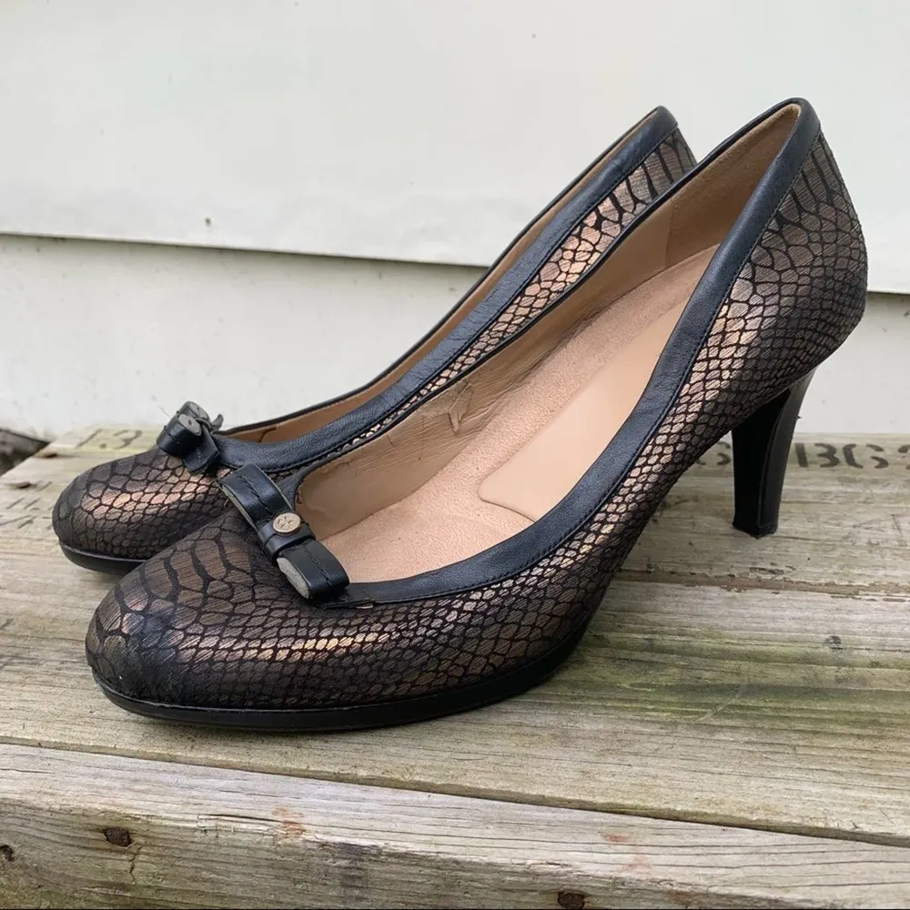 Naturalizer Maizie 11 Wide bronze/black snakeskin heels - Image 6