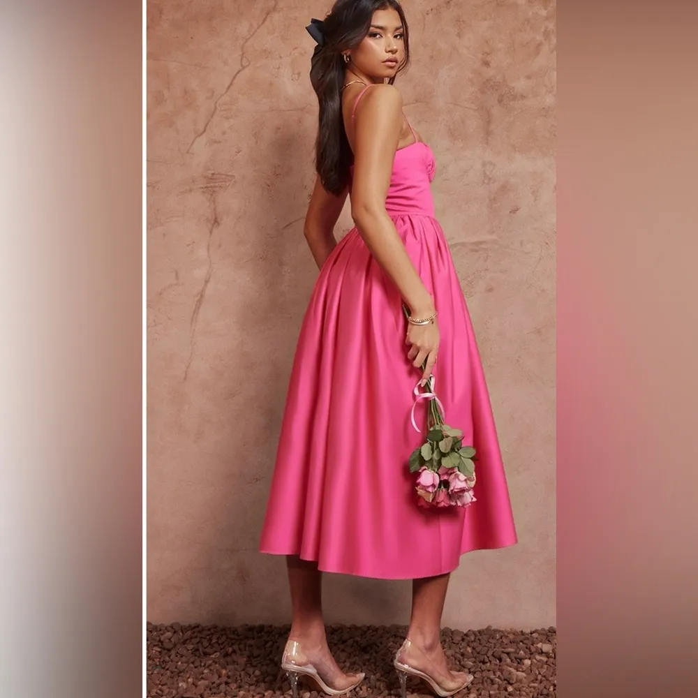 Pretty little thingsHot Pink Ruched Bust Corset Strappy Midaxi Dress size 2 - Image 2