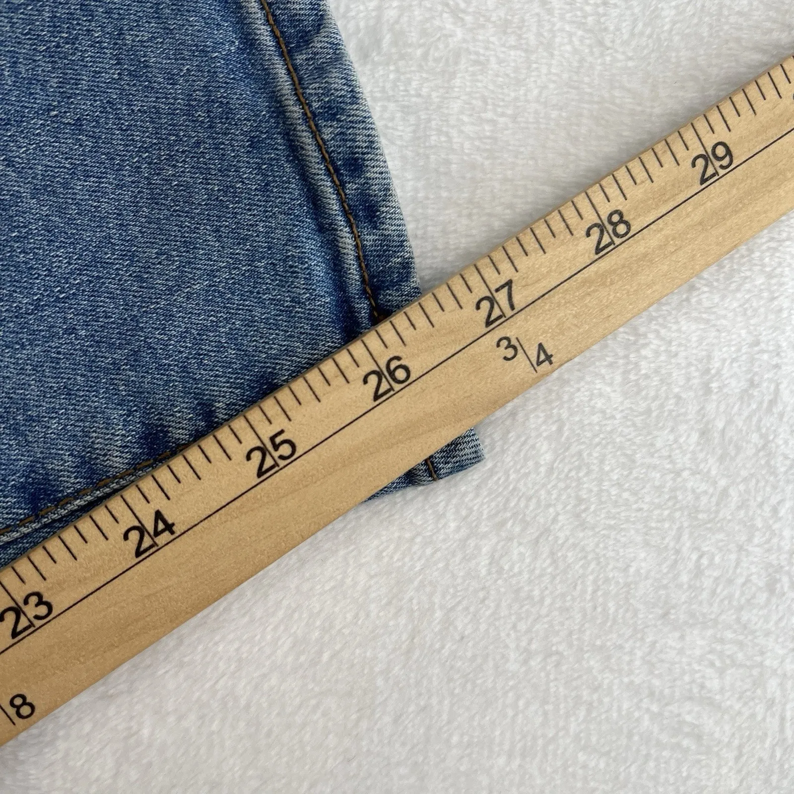 a.n.a. A New Approach Sz 14 High Rise Straight Jeans Bling Rhinestone Embellish Blue - Image 13