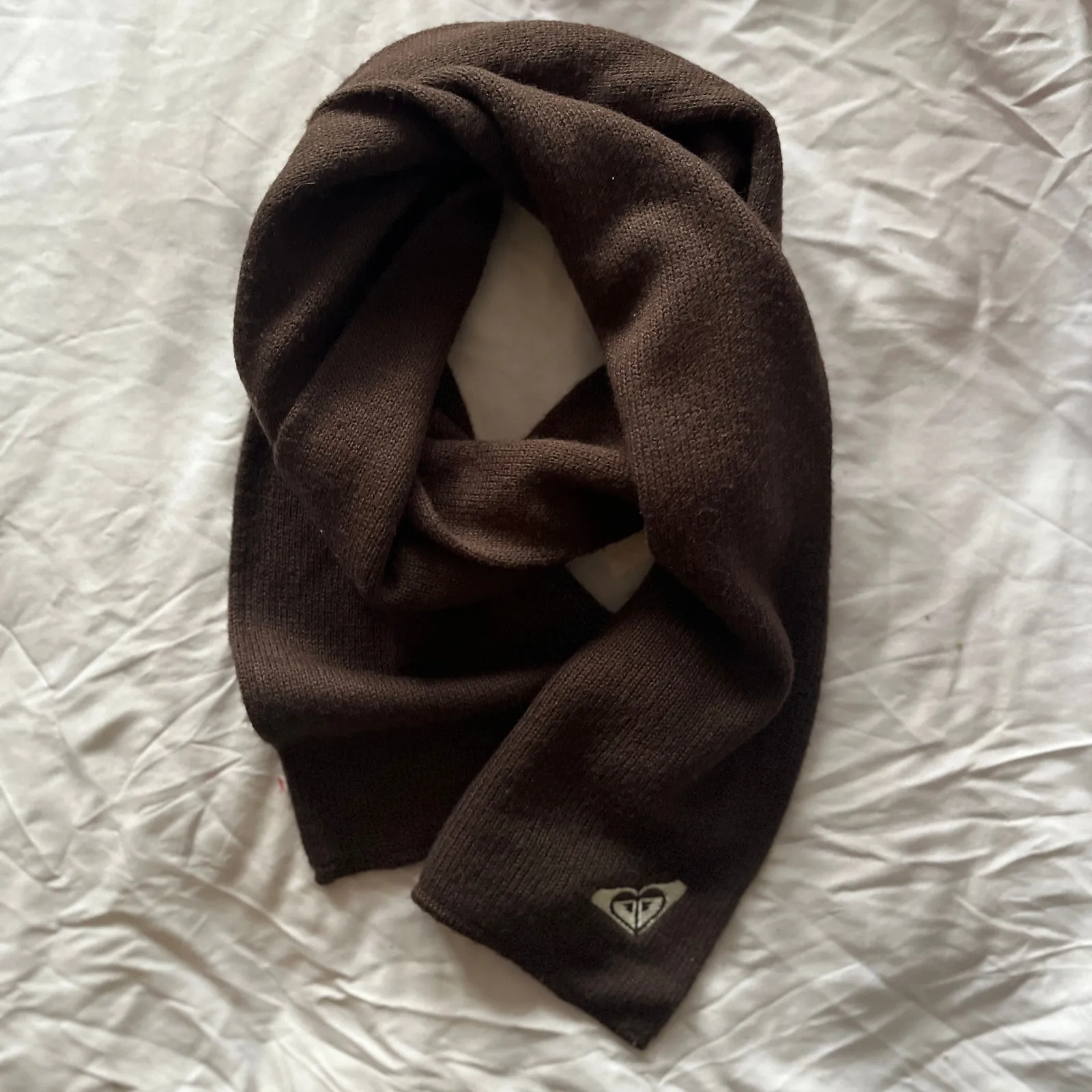 VTG Y2K Roxy | Brown Knit Logo Detail Scarf | Grunge Accessory - Image 4