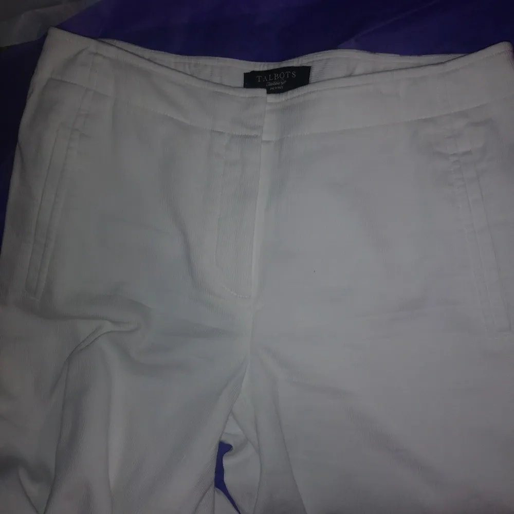 Talbots 4P White Ribbed Stretch Pocketed Pants Petite - Image 3