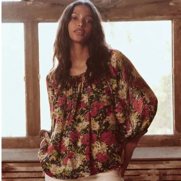 NWT THE GREAT. Palmette Blouse Size Medium Red - Image 2