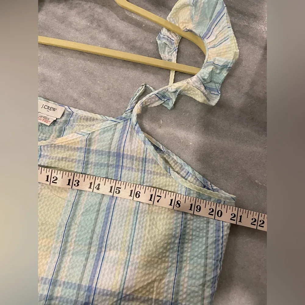 NWT J. Crew Blue Seersucker Ruffle Strap V Neck Lightweight Pajama Top Size XL - Image 11