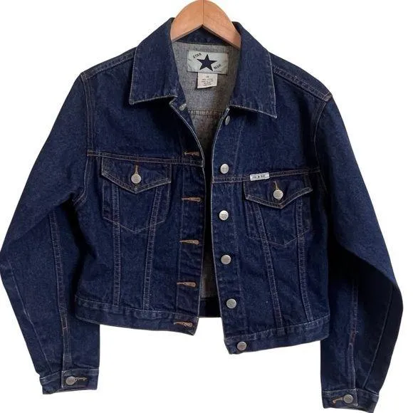 Vintage Star Blue Women's Denim Jean Jacket Size M Long Sleeve Logo Buttons Size M - Image 1