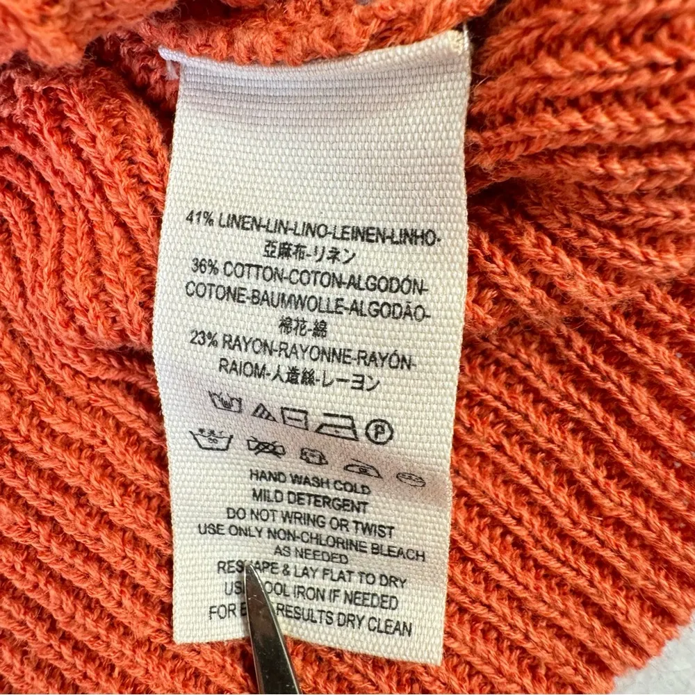 Free People Anthropologie Got Me Twisted Orange Knotted Front Cropped Sweater M - Image 16