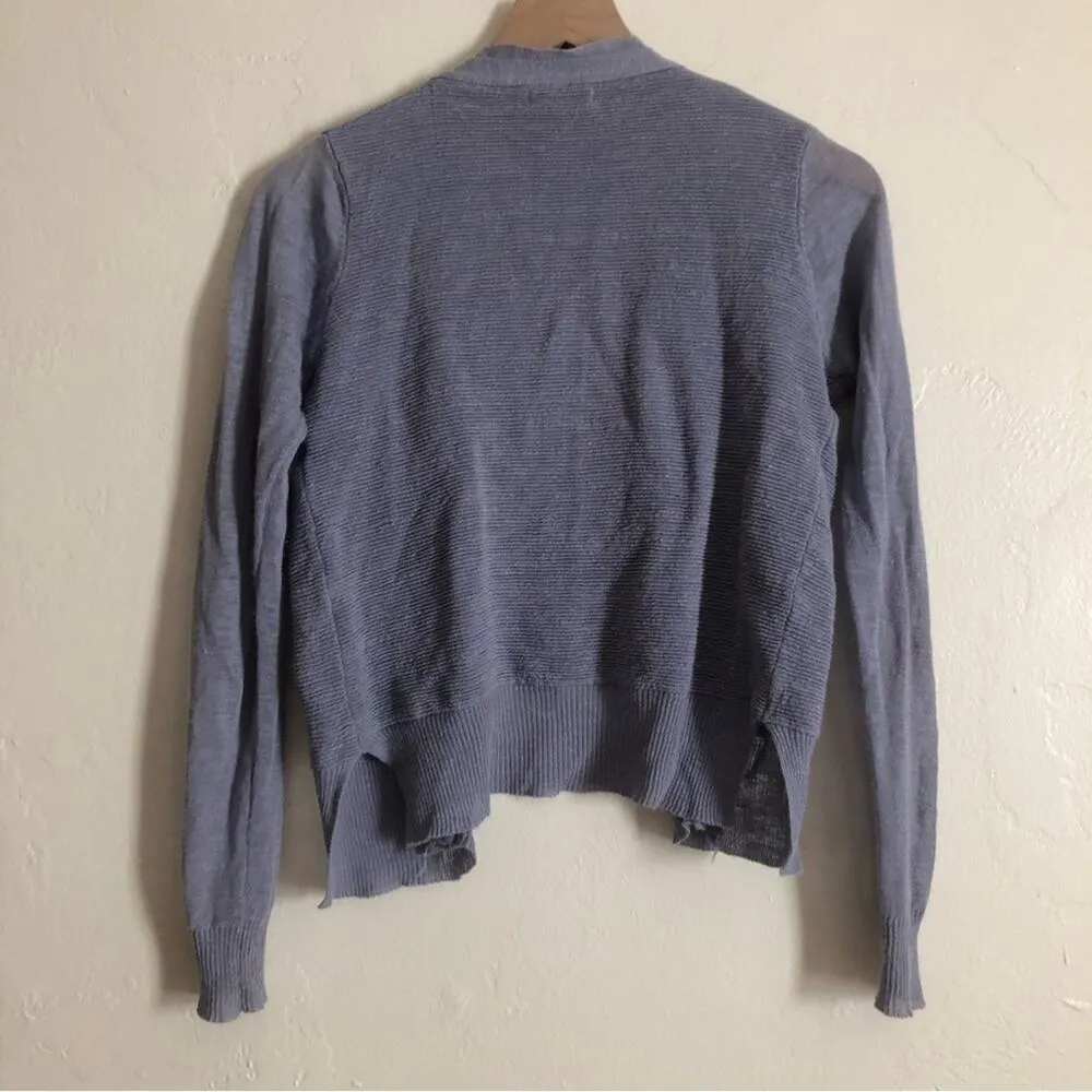 Mirui Korean KFashion Aesthetic Purple Ribbed Knit Pocket Cardigan Sweater Blue - Image 6