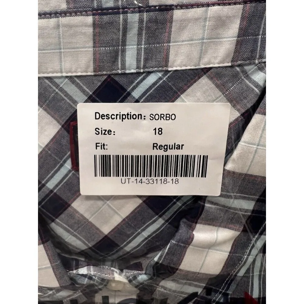 Untuckit Sorbo Button Up Shirt Womens 18 Plaid Long Sleeve Top Preppy Tartan NWT Blue - Image 7